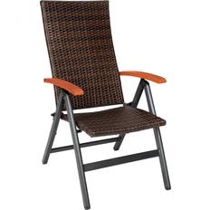Brown - Rattan Garden Chairs tectake Garden Chair Canberra With Reclining Function - Brown