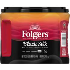 Filter Coffee Folgers Black Silk Ground Coffee, Smooth Dark Roast Coffee, 22.6