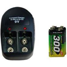 V-228 Two Bay 9 Volt Charger 2-Pack 9 Volt AccuPower NiMH Batteries 300 mAh