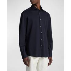 Shirts Zegna Cotton Regular Fit Dress Shirt Dark Blue