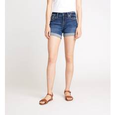 Silver Jeans Dam Pojkvän Kort Denim