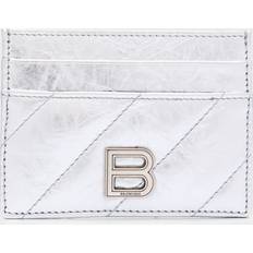 Silver Card Cases Balenciaga Crush Card Holder Metallized Quilted 8110