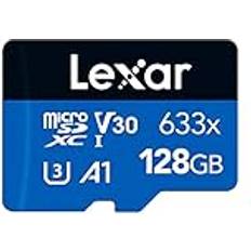 LEXAR 633x 128GB Micro SD Karte, microSDXC UHS-I Karte SD-Adapter, Bis zu 100 MB/s Lesen, Speicherkarte mit A1, C10, U3, V30, für Handy/Tablet/Überwachungskamera LMS0633128G-BNAAA