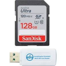 Memory Cards & USB Flash Drives SanDisk SanDisk 128GB SDXC SD Ultra Memory Card Class 10 Works with Canon EOS Rebel SL3, SL2, SL1 Digital Camera SDSDUN4-128G-GN6IN Bundle with 1 Everything But Stromboli Multi-Slot Card Reader