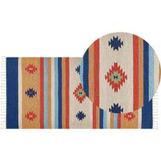 Fringes Carpets Beliani Cotton Kilim Area Rug