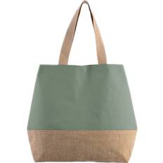 Green - Women Fabric Tote Bags KiMood Canvas And Jute Shopper Bag One Size Dusty Light Green/Natural