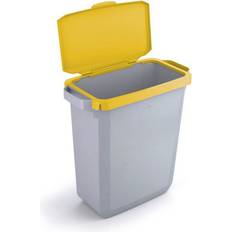 Cleaning Equipment & Cleaning Agents Durable Grey Rectangular Recycling Bin + Yellow Hinged Lid 60L