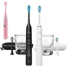 Philips Electric Toothbrushes & Irrigators Philips Philips Sonicare DiamondClean 9000 Connected Rechargeable Electric Power Toothbrush, 2-Pack, Black White Bluetooth, 3 Intensities, 2 Weeks Operating time, Charging Travel Case BROAG Toothbrush