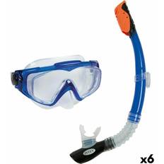 Adjustable Straps Snorkel Sets Intex Snorkel Goggles and Tube Aqua Pro Blue 6 Units