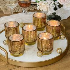 Kate Aspen Ribbed Gold Glass Votive Teelicht 6Stk.