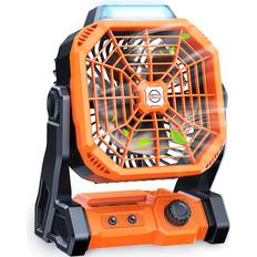 JINLICTE Camping Fan with LED Lantern, 20000mAh 9-inch Rechargeable Battery Operated Portable Tent Fan with Dual Motor, Quiet and Strong Wind, Hang Hook, Perfect Outdoor USB Fan for Picnic, Barbecue, Fishing