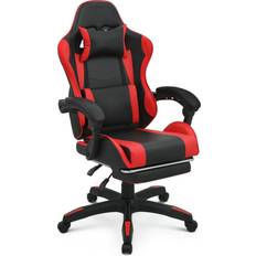 Gaming Chairs MoNiBloom MoNiBloom Gaming Chair with Footrest High Back Video Game Chair with Headrest & Lumbar Support Height Adjustable Leather Swivel Computer Chair for Adult Teen Office or Gaming, Red