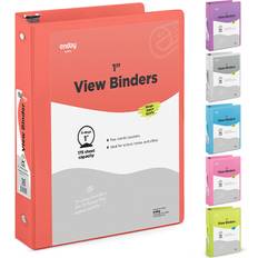 Enday 1 Inch 3 Ring Binder Red Clear View Cover