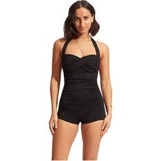 Seafolly Baddräkter Seafolly Collective Boyleg One-Piece Black Women's Swimsuits One Piece Black AUS US Women's 12