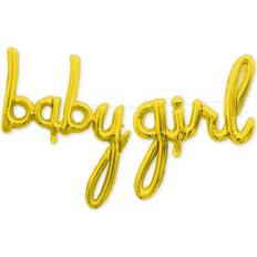 Text & Theme Balloons Baby Girl Balloon Gold for Baby Shower Decorations, Girl Gender Reveal Party Foil Balloons Letters Banner