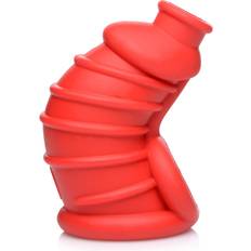 Sexleksaker Master Series Master Series Red Chamber Silicone Chastity Cage