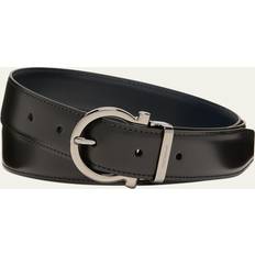 Ferragamo Bekleidung Ferragamo Black And Blue Leather Reversible Belt BLACK-BLUE