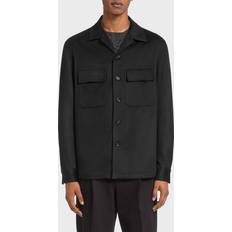 Cashmere Shirts Zegna Men's Cashmere Overshirt BLACK SOLID