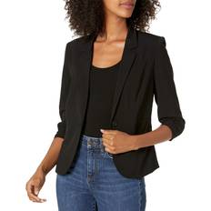 Pockets Blazers Bcx Juniors' Ruched 3/4-Sleeve Blazer Black Black