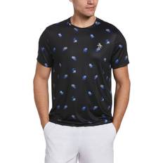 Golf - Hombre Camisetas Original Penguin Performance Heritage Print Tennis Short Sleeves T-Shirt - Caviar Black