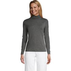 Lands' End L Sweaters Lands' End Women LWCM Shaped Turtleneck Charcoal Heather Tall