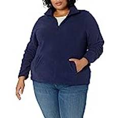 Essentials Amazon Damen Langärmelige Pulloverjacke Aus Polarfleece Mit Viertelreißverschluss, Klassischer Schnitt Erhältlich In Übergröße Marineblau