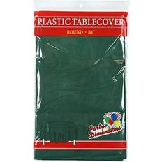 Green Table Cloths Tablecloth Plastic Disposable Round Hunter Green 84''