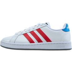 adidas Grand Court Base Shoes - Cloud White/Vivid Red/Blue Rush