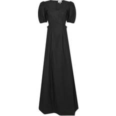 Ganni Lange kjoler Ganni Cotton Poplin Cutout Dress Kvinde Maxi Kjoler hos Magasin Black