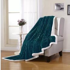 Turquoise Blankets Sheradian Reversible Corduroy-Pattern Sherpa Blankets Turquoise (152.4x)