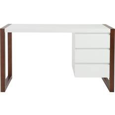 Bois Bureaux d'écriture Eurø Style Manon Desk Matte White With Dark Walnut Finish Bureau d'écriture