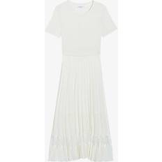 Claudie Pierlot Teli ivory bi-material midi dress elfenbein