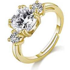 Jones Gold plated adjustable three stone ring created with zircondiaÂ crystals