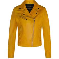 Leather Jackets - Yellow Infinity Leather Ladies Leather Classic Biker Style Yellow Jacket