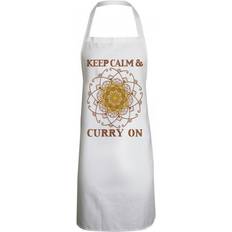 Cotone Grembiuli Grindstore Unisex Adult Keep Calm & Curry On Full - Multicolore/Oro/Bianco Grembiule Bianco