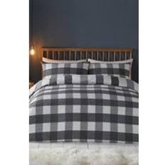 Textiles Fusion Charcoal Seersucker Gingham Rich Duvet Cover Black