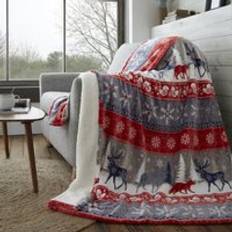 Linen Blankets Happy Linen Company Scandi Hygge Winter Sherpa Blankets Red (200x)