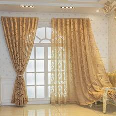 Khaki Floral Cutout Vine Leaf Sheer Curtain