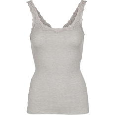 Rosemunde Round Neckline Silk Top - Light Grey Melange