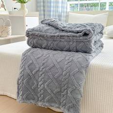 Velvet Blankets Shein High Density Velvet Double-sided Multi-functional Plush Filt Grå