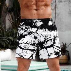 Shein Badkläder Shein Men Splash Ink Print Drawstring Waist Swim Trunks