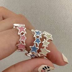 Shein Ringe Shein 1pc Colorful Star Shaped Drip Glaze Adjustable Ring For Girls And Women