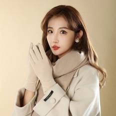 Beige - Dam Handskar Shein Women's Winter Gloves Windproof And Warm, Fleece Lined, Touch Compatible, Fingerless Gloves For Cycling, Driving