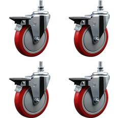 DIY Accessories Service Caster 5Inch x 1 1/4Inch Wheel 5 in, Type Swivel, Package qty. 4, Model SCC-TS20S514-PPUB-RED-PLB-M1015-4