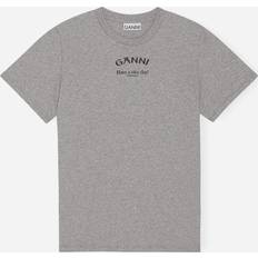 Ganni M T-skjorter Ganni Thin Jersey Relaxed O-neck T-shirt Paloma Melange