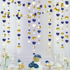 Beige Party Decorations 52Ft Navy Blue Gold Love Heart Garland Royal Blue Gold Hanging Streamer Banner for Anniversary Mother's Day Valentines Day Bachelorette Engagement Wedding Bridal Baby Shower Birthday Party Decorations