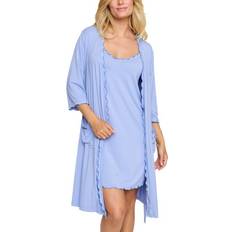 Dame - Viskose Morgenkåber & Badekåber Damella Viscose Plain Wave Robe Lightblue * Kampagne *