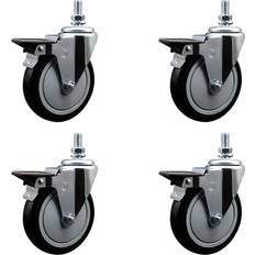 DIY Accessories Service Caster 5Inch x 1 1/4Inch Wheel 5 in, Type Swivel, Package qty. 4, Model SCC-TS20S514-PPUB-BLK-PLB-121315-4