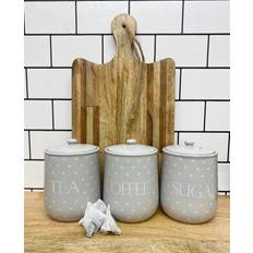 Grigio Contenitori da Cucina Heart Design Tea, Coffee and Sugar Canisters Contenitore da Cucina