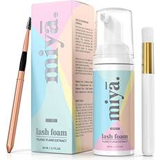 Miya Lash Eyelash Extension Cleanser Rose Gold Mascara Wand & Brush Eyelid Cleanser Lash Bath Paraben & Sulfate Free Makeup Remover Lash Cleanser for Extensions Salon & Home Miya Lash Shampoo 50ml